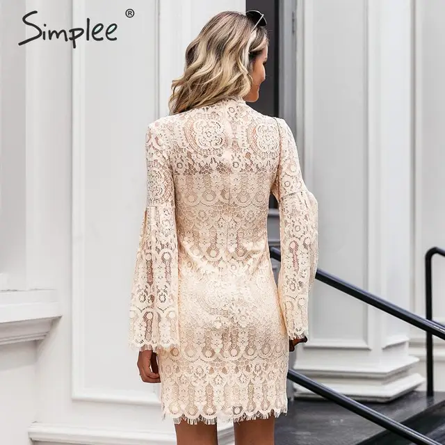 Sexy lace embroidery dress Elegant flare sleeve Dresses Women's Women's Clothing