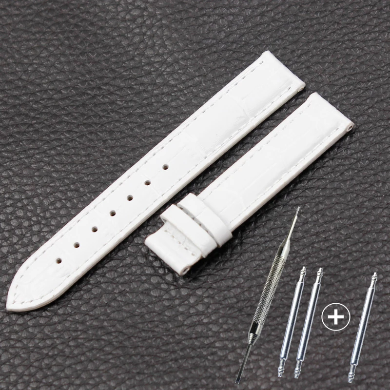 Female leather watch band substitute For Tissot 14mm 16mm strap accessories Without Clasp - Цвет ремешка: white