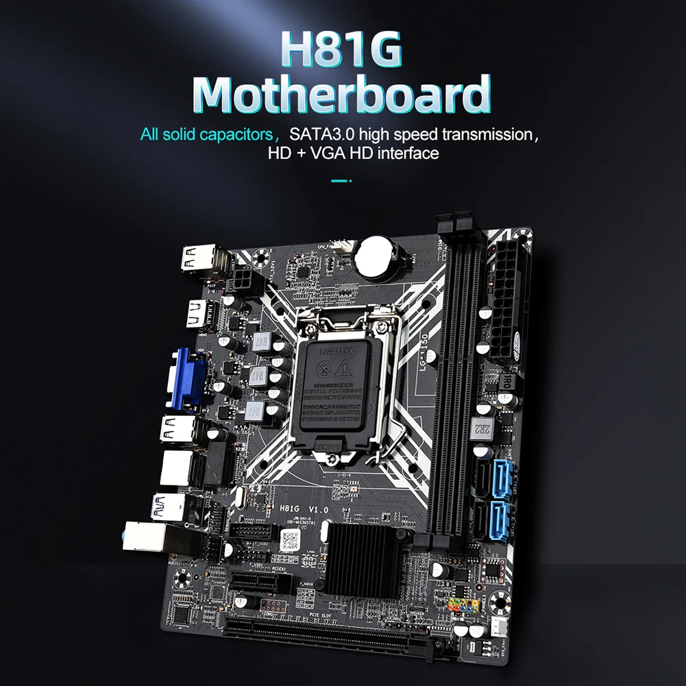 Материнская плата H81G для игрового ПК настольного компьютера 2x DDR3 DIMM память LGA 1150
