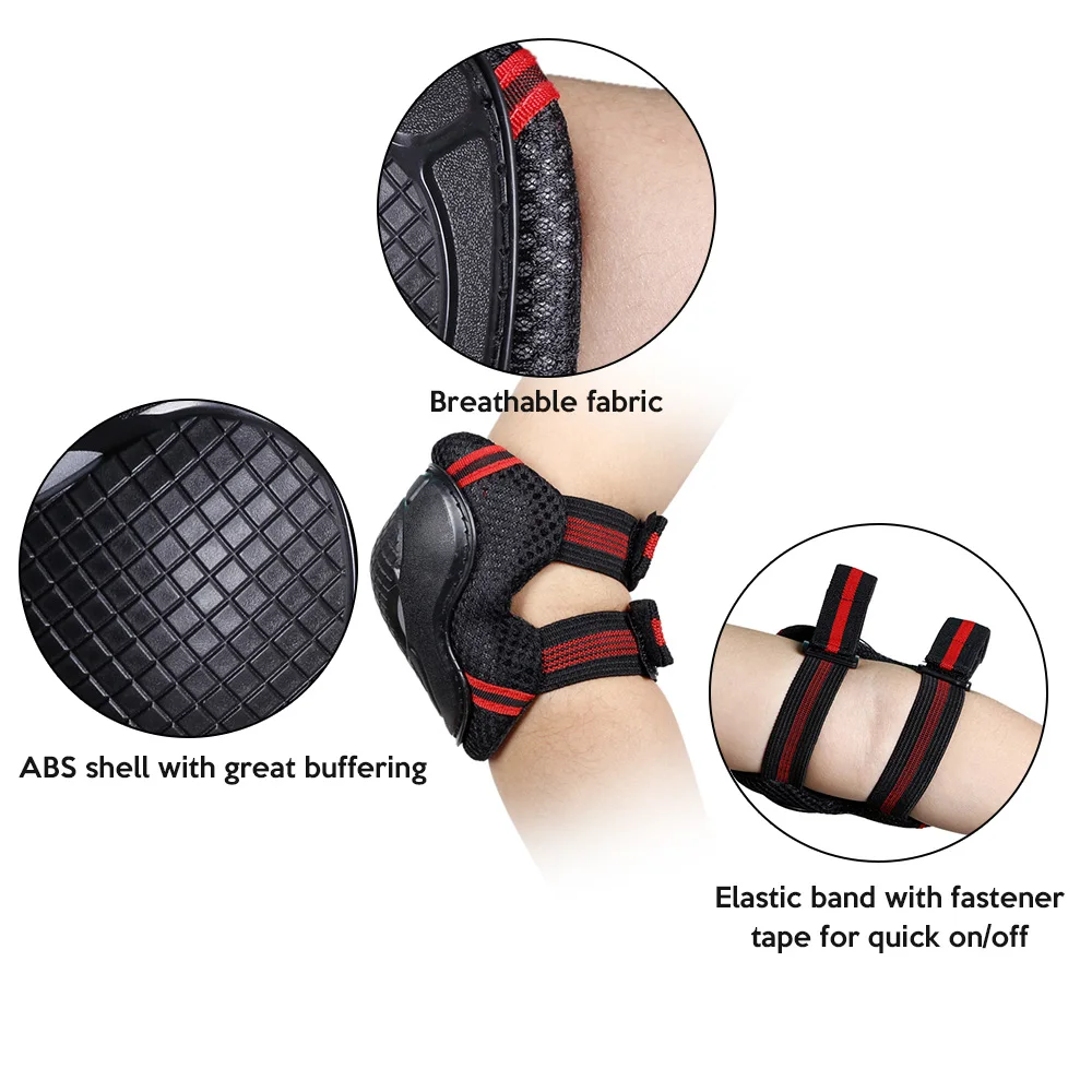 6PCS Elbow Knee Brace Pads Kids Adult Cycling Roller Skating Skateboard Elbow Knee Hands Safety Protection Guard Pads Set