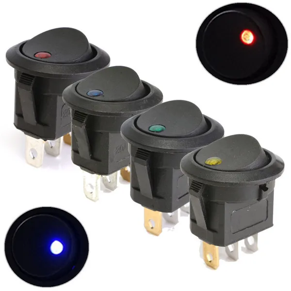 5Pcs 12V Round Rocker Toggle ON /OFF Switch 3 Pins