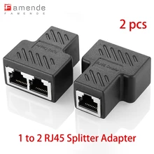 

RJ45 Ethernet Connector Adapter 2PCS 1 to 2 Ways Lan Cable Splitter Extender Networking Extension Laptop TV BOX Splitter Adapter