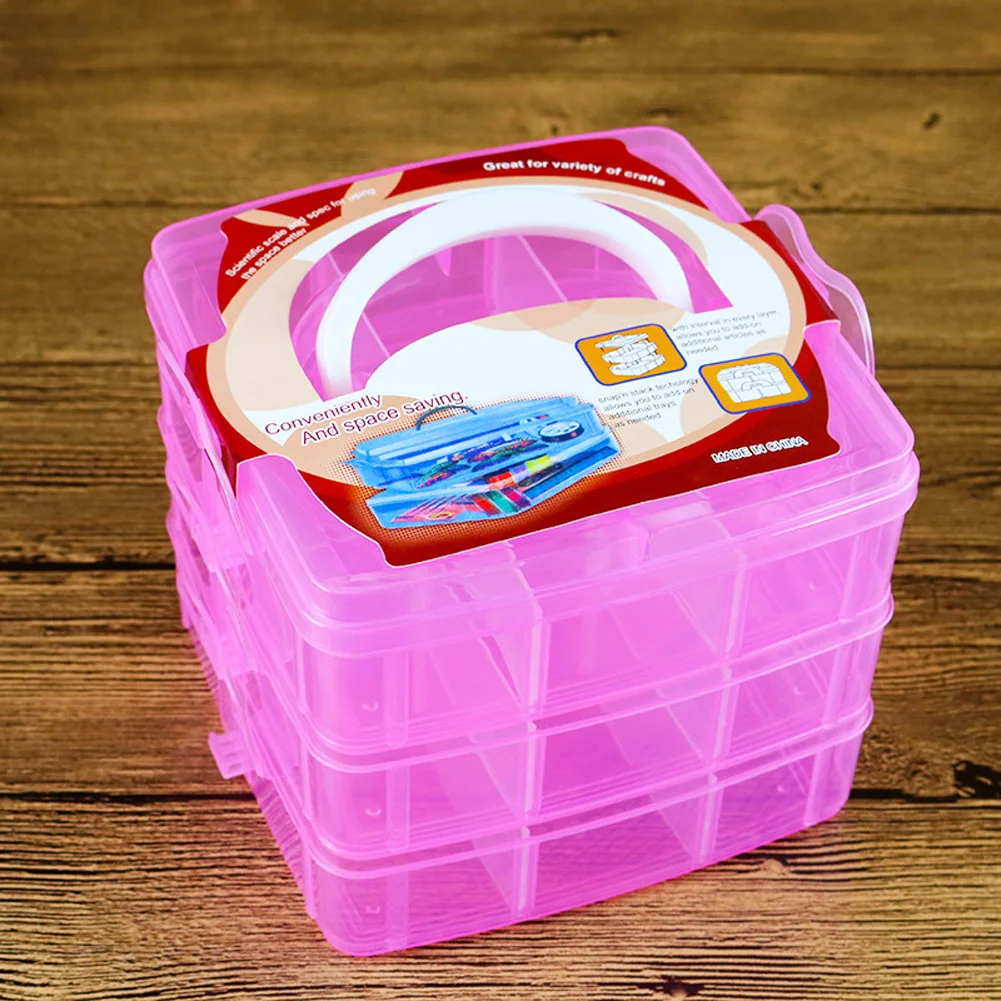 18/30 Grids Three Layer Plastic Storage Box Kids DIY Scrapbooking  Stationery Container Transparent Craft Paper Organizer