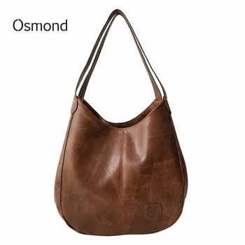 

Osmond Vintage Women Handbags Female Leather Hobos Handbag Simple Shoulder Bags Messenger Bags Bolsas Femininas Large Capacity