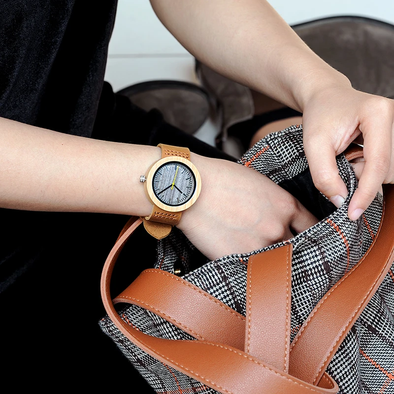 Relogio feminino BOBO BIRD Bamboo женские часы с кожаным ремешком кварцевые аналоговые деревянные часы в подарочной коробке с логотипом