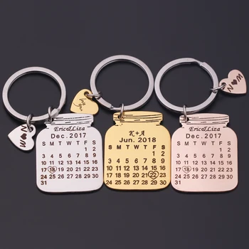 

Vase Shape Personalized Calendar Keychain Customized Calendar Anniversary Date Highlighte With Heart Love You Letter Friend Gift