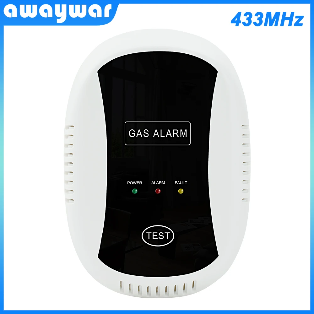 Awaywar 433MHz Gas Alarm LPG Detektor Drahtlose Sensor Für smart home Alarm System Auto Erkennen Gebaut in sirene feuer prävention-in Sensor & Detektor aus Sicherheit und Schutz bei