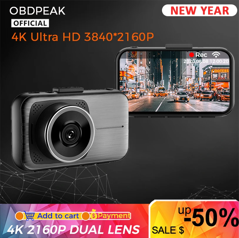 4k Dash Cam 3 Inch Car Dvr 3840 2160p Vehicle Drive 30fps Ultra Hd 