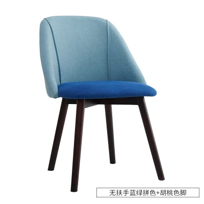 Скандинавская обивочная ткань из натурального дерева, обеденный стул, креативный досуг, кофе, простой современный домашний стул - Цвет: Синий
