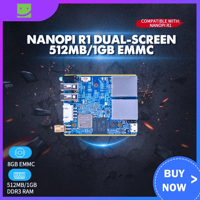 Маршрутизатор Nanopi R1 с двойным экраном 512 МБ/1 ГБ EMMC Интернет роутер IoT поддержкой