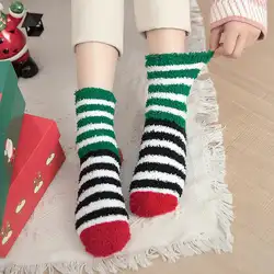 2019 Рождественские Зимние теплые домашние хлопковые носки женские мягкие носки-тапочки для девочек рождественские носки для сна calcetines Mujer