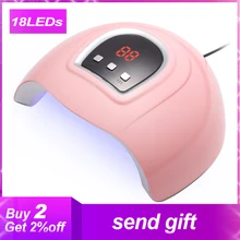 Сушилка для ногтей, usb зарядка, лампа для ногтей с кнопкой таймера, умный сенсорный гель-светильник для всех видов гелей, 18 светодиодов, УФ-лампы для маникюра