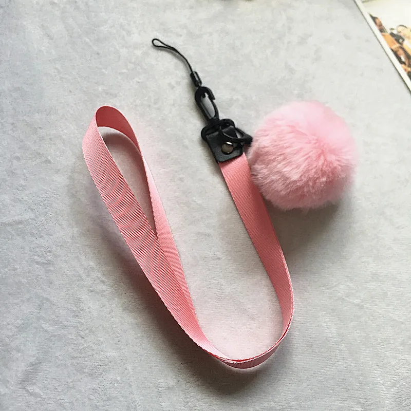 Мобильный Ремень для телефона Hairball талреп для huawei samsung IPhone Мода телефон Аксессуары смарт PhoneLanyard кулон - Цвет: Розовый