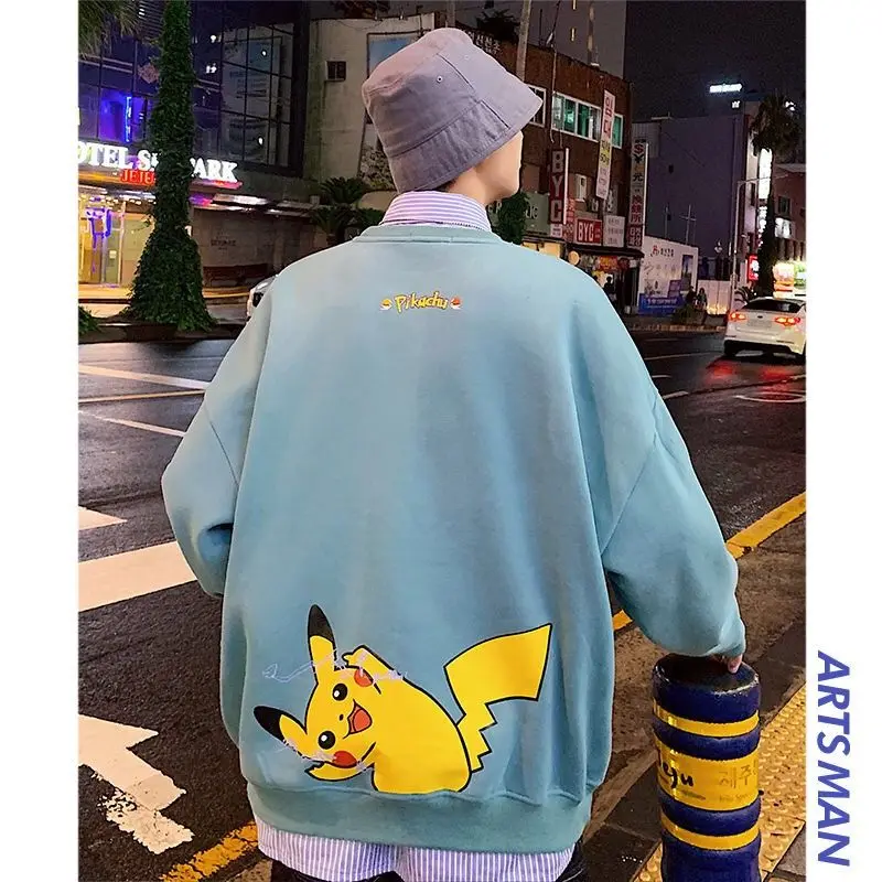 Мужская толстовка с круглым вырезом и принтом Pokemon Pikachu повседневная забавная