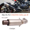 Motorcycle GP Exhaust Muffler Pipe Middle Connector Link Pipe Tube With Catalyst Slip On For COLOVE Cobra 321 R 321R ZF400 500