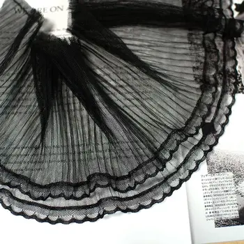 

10Yards Ruffle Pleated Ribbon Lace Trim 15CM width Skirt Doll Sewing Wedding Dress White Black