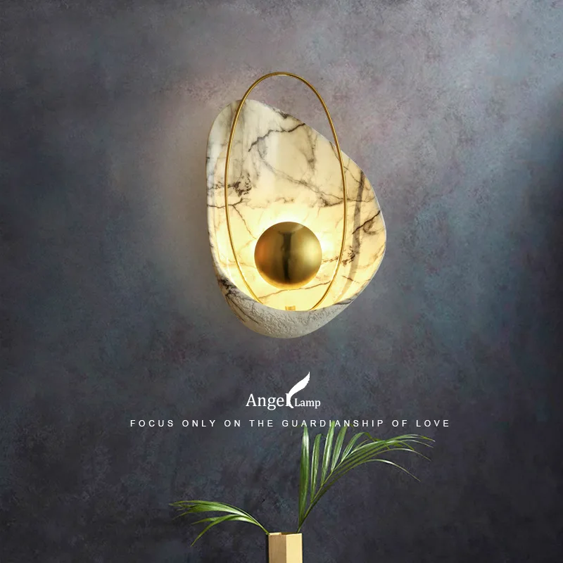 Northern Europe Wall Light Post Modern Creative Shell Living Room Bedroom Bedside Corridor Hotel Luxury Copper Lamp | Лампы и