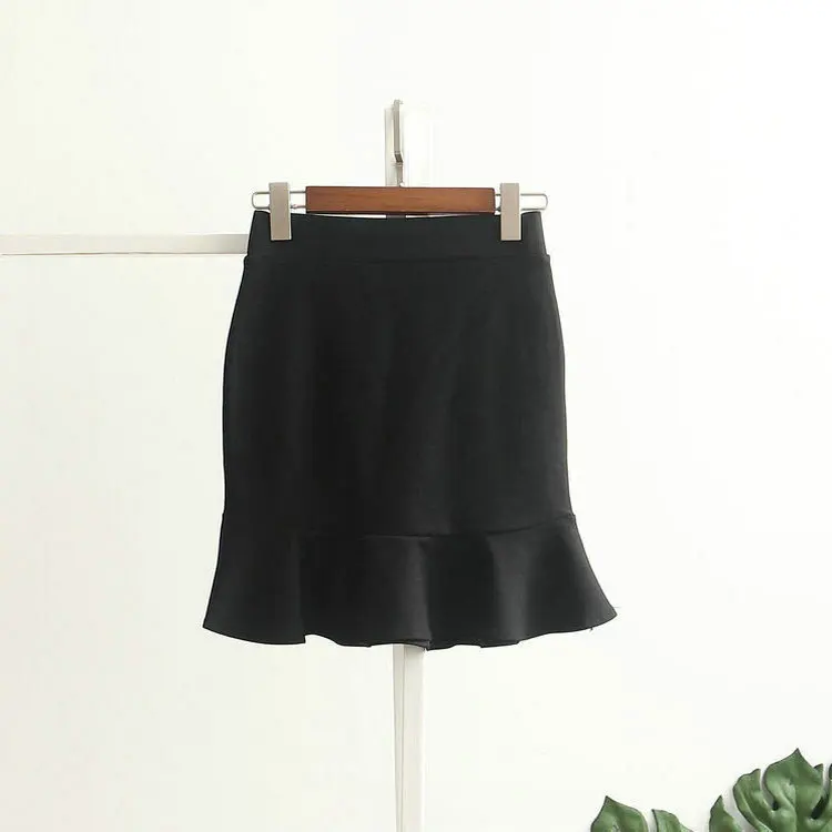 

Summer New Style Solid Color Skirt Slimming Fishtail Skirt Sheath Skirt Black And White with Pattern Short Skirt