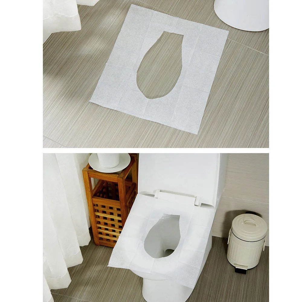 10 шт./упак. одноразовое покрытие на сиденье унитаза коврик туалет бумажный подкладка для путешествий походный Ванная комната Accessiories листы карман Размеры Flushab