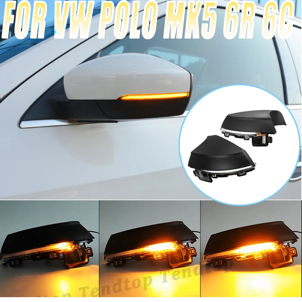 

2pcs/Lot Dynamic Rear Mirror LED Turn Signal Light For Volkswagen VW Polo MK5 6R 6C Series Class Car Rear View Mirror Indicator
