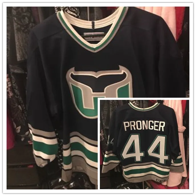 bule 44 CHRIS PRONGER Hartford Whalers Ретро футболка с вышивкой для хоккея, сшитая по индивидуальному заказу под любым номером и именем - Цвет: bule