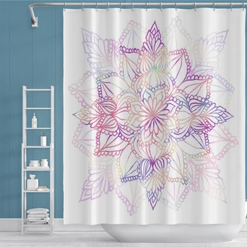 

Fashion Colorful Abstract Flowers Shower Curtains Waterproof Mildew Proof Polyester Fabric Bath Curtain For Washable Bathroom
