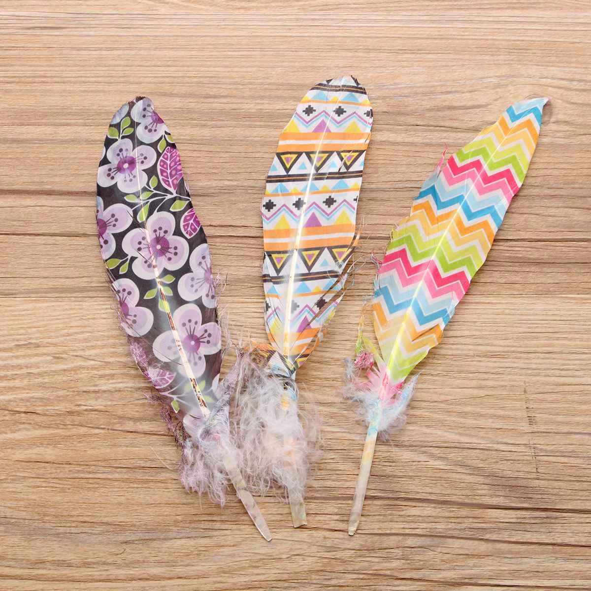 100Pcs Mixed Color Natural Goose Feather Ribbon Trim Sewing Craft Unique Natural Feather Handmade Jewelry Clothing Accessories