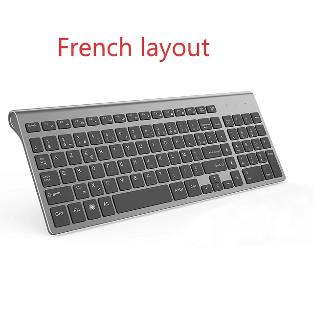 Clavier Français AZERTY Sans Fil, Ergonomique et Silencieux