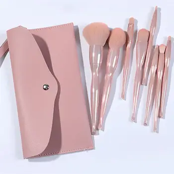 

8pcs/Set Soft Hair Brush Portable Powder Brush Plastic Handle Cosmetic Brush Useful Makeup Tool With Storage Bag