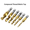 New 6Pcs Titanium Plated Hex Shank HSS Screw Thread Metric Tap Drill Bits Screw Machine Compound M3 M4 M5 M6 M8 M10 Hand Tools ► Photo 3/6