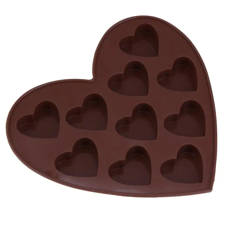 10 отверстий любовь в форме сердца Шоколад силиконовая форма для выпечки молд DIY помадка Декор инструмент Мороженое Плесень Кухня Формы для выпечки
