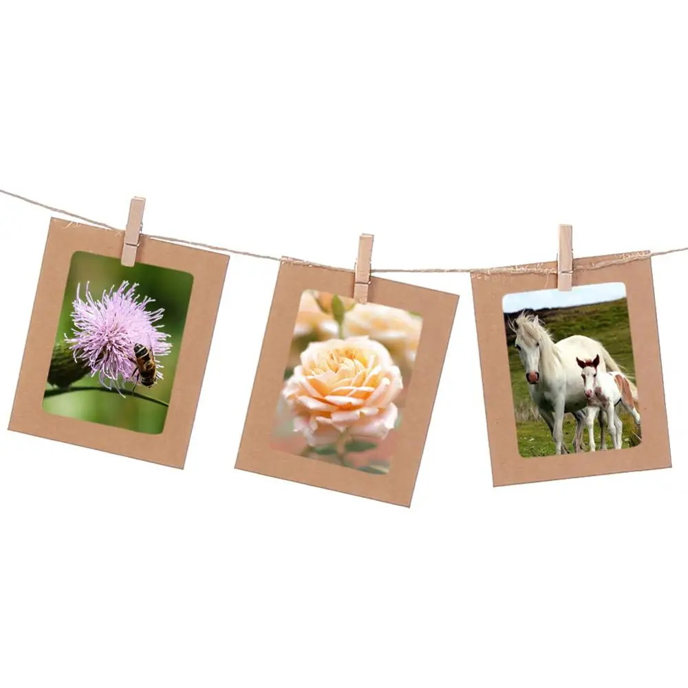 10 шт DIY крафт бумага фоторамка 3 7 дюймов подвесная настенная рамка для фотографий