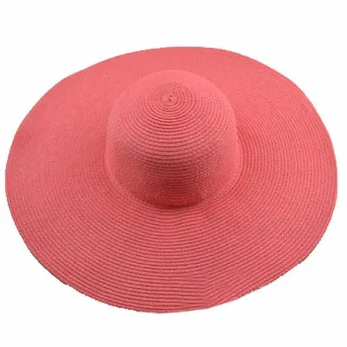Модная Гавайская Летняя Пляжная широкополая шляпа, одноцветная женская соломенная шляпа с широкими полями, повседневная женская шляпа для отдыха с большими головами - Цвет: Watermelon Red