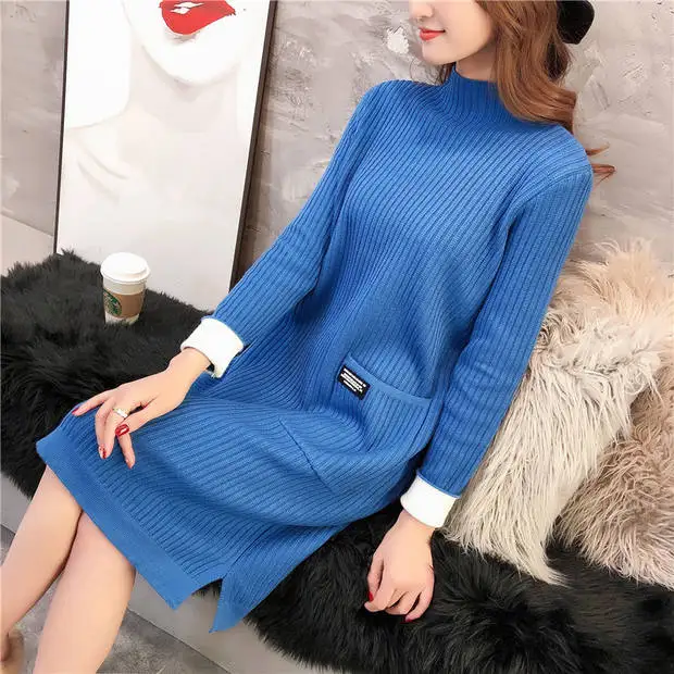 Настоящее пончо Blusas De Inverno Feminina свитер женский 9473-9096 Новинка длинный карман Сетчатое вязаное платье 54-2f, 9 рядов, 2 полки