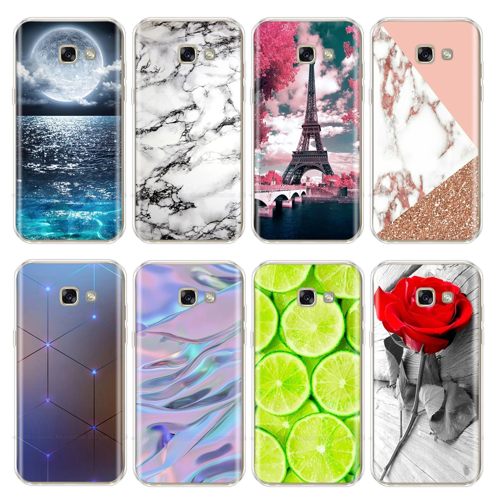 Silicone phone Case For Samsung Galaxy A5 2017 case Transparent cute flower cover for A520 A520F shell | Мобильные телефоны и
