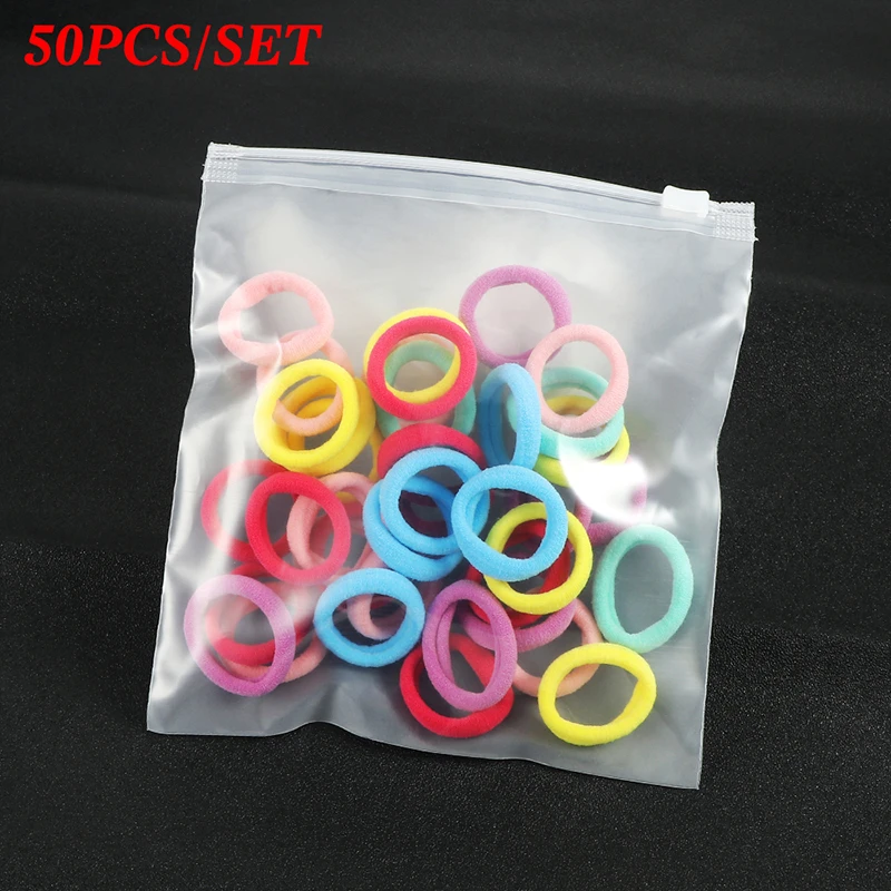 100Pcs/Set Children Girls Hair Bands Candy Color Hair Ties Colorful Basic Simple Rubber Band Elastic Scrunchies Hair Accessories crocodile hair clips