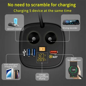 

Cup Style Fast Charger Car Lighter Splitter Lighter socket Black LED 1pcs New