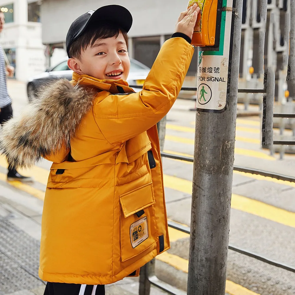 Autumn Winter Boys Jackets Fur Collar Baby Girls Down Coat Casual Children Hooded Outwear Girls Winter Down Jackets