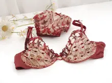 

Rocwickline New Summer and Autumn Women's Bra set Nylon Floral Lace Bow Embroidery Back Closure Push Up sexy Adjusted-straps