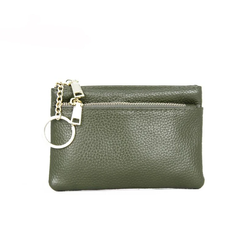 Men Women Card Coin Holder Soft PU Leather Card Holder Women Coin Purse Key Holder Zip Wallet Pouch Bag Purse - Цвет: army green