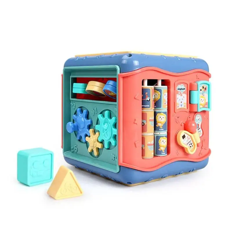 

Baby Six-Sided Box Puzzle Toy Montessori Educational Car Maze Round Beads Clock Cognition Graphic Matching Number Platter