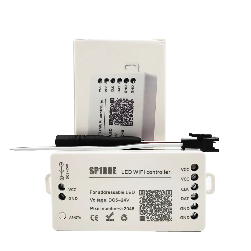 

SP108E Wifi Smart APP Wireless Control WS2811 WS2812B WS2813 WS2815 SK6812 Led Strip Module Light DC5-24V