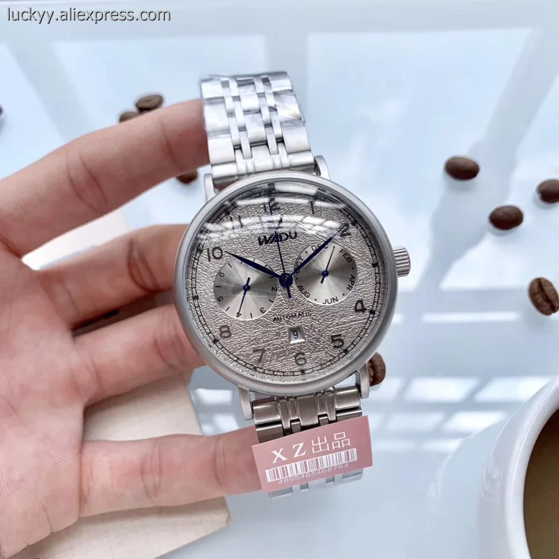

Fashion 44mm Wrist Watch Multifunctional Automatic Mechanical Movement Mens Watch Titanium and Stainless Steel strap A68