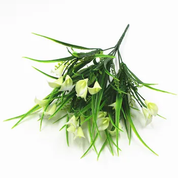 

1pcs 7 Head/bouquet Beautiful Artificial Calla with Leaf Fake Plastic Lily Aquatic Plants Home Room Christmas Decor Flower