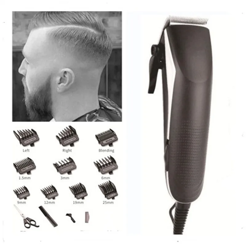 Professional Electric Barber Clipper Corded Hair Trimmer Head Styling Haircut Machine Hairdresser Salon Cutter Man Shaver Kit 220v jig saw variable speed curve saw 0 45° bevel curved cutting corded electric jig saw professional chainsaw 580w 600w