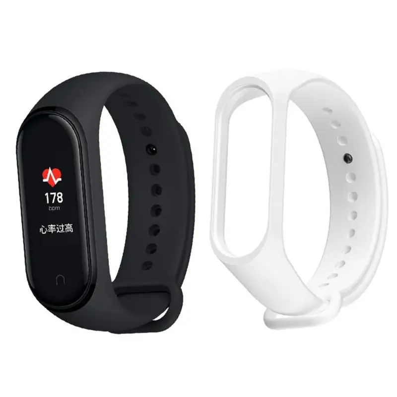 CN версия Xiaomi mi смарт-браслет 4 3 цвета AMOLED экран mi Band 4 фитнес-трекер Bluetooth спортивный водонепроницаемый браслет - Цвет: Add White Strap