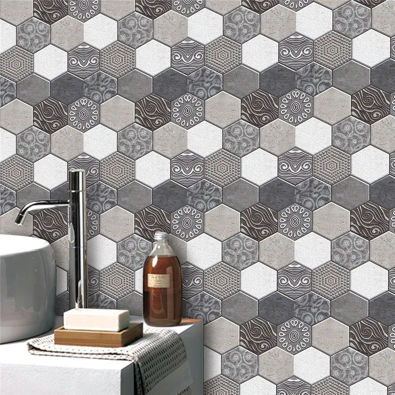 

10/20Pcs 3D Brick Stone Wall Sticker Bathroom Living Room Self Adhesive PVC Tiles Wall Papers Home Decor