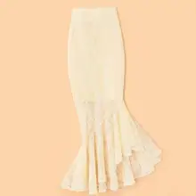 Размера плюс 4XL! Нерегулярные рыбий хвост юбка с высокой талией Женская летняя обувь Обтягивающая одежда в мозаичном стиле с цветочным принтом и кружевной один шаг, утепленная юбка TB3780