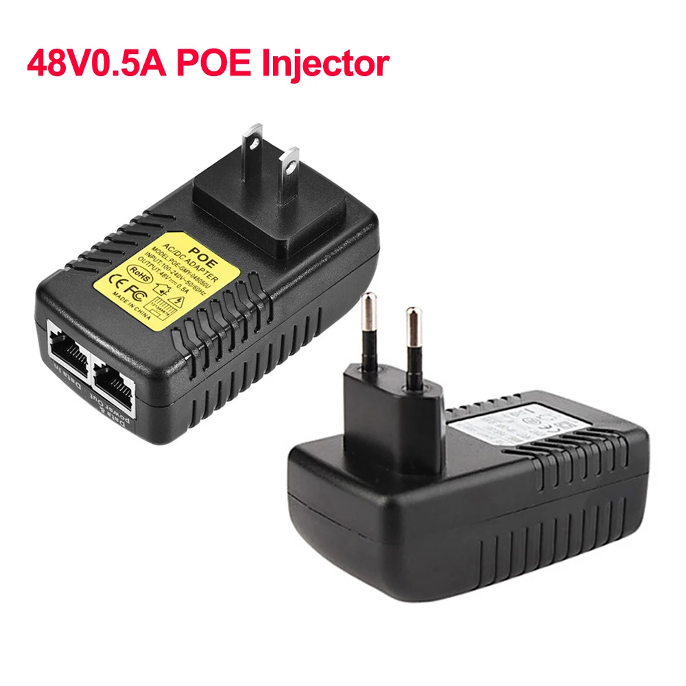 REDEAGLE-adaptador Ethernet de inyector POE de seguridad, enchufe europeo y estadounidense para cámara IP de vigilancia, 48V, 0.5A, 24W