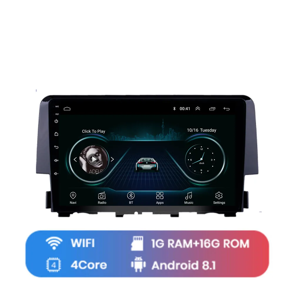 4G LTE Android 8,1 Fit HONDA CIVIC Мультимедиа стерео автомобильный dvd-плеер навигация gps радио - Цвет: WIFI (1G 16G)